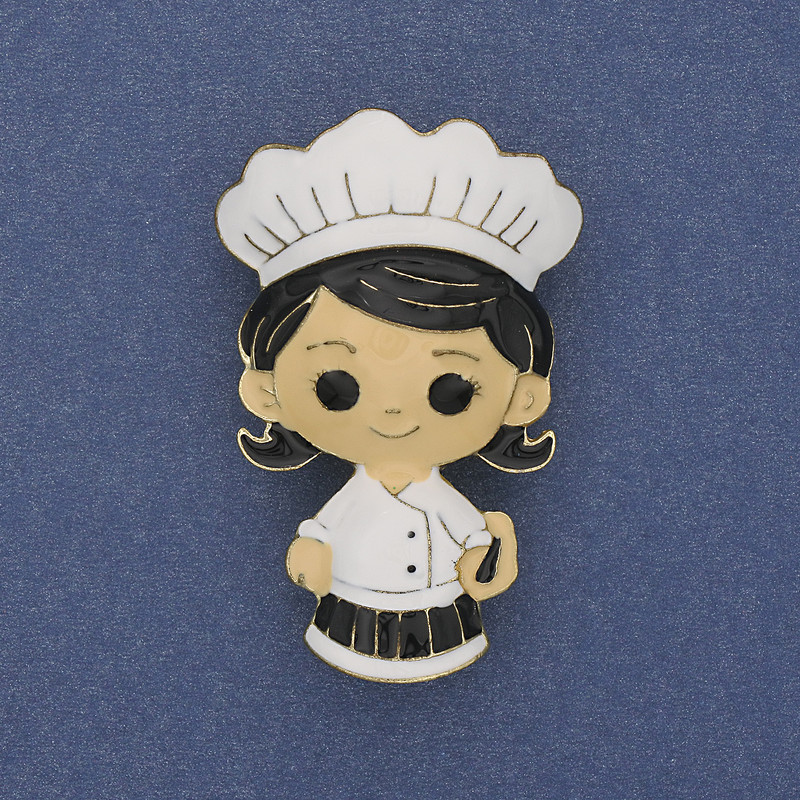 Broche 'Cocinero' con esmalte multicolor y metal dorado 46×27 mm+