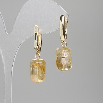Pendientes con citrino facetado en cilindro 15x9 mm, 36 mm de longitud