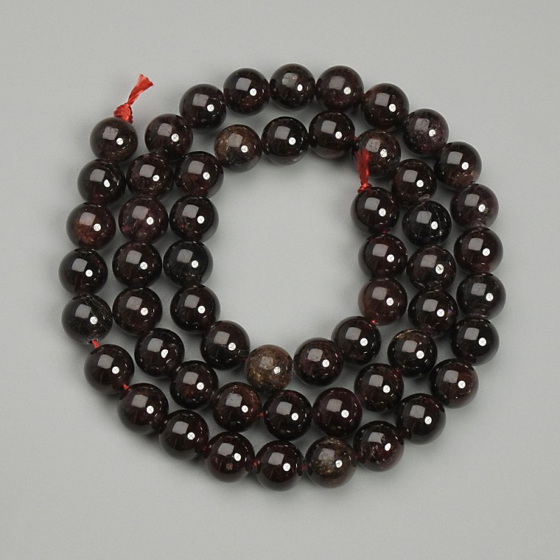Cuentas de granate en bola, diámetro 7 mm, longitud 38 cm +/-