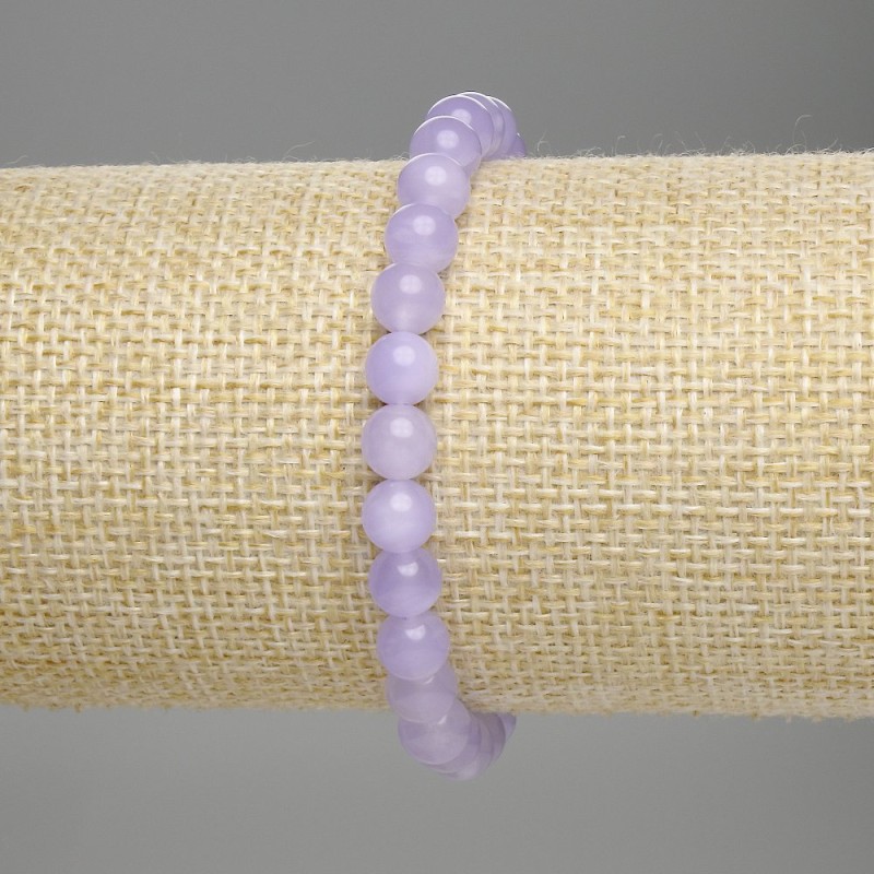 Pulsera de amatista lavanda con bolas lisas de 6 mm, longitud 18 cm, elástica