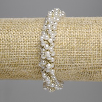 Gomita para el cabello con cuentas blancas 4 mm+