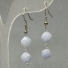 Pendientes de aguamarina, piedra natural facetada, diámetro 8x7 mm, longitud 40 mm ±, metal plateado