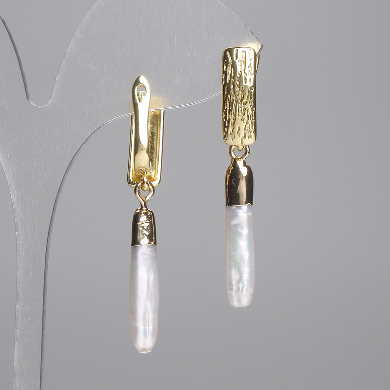 Pendientes de perlas barrocas 25×5,5 mm, longitud 50 mm aprox. (tallas variadas)