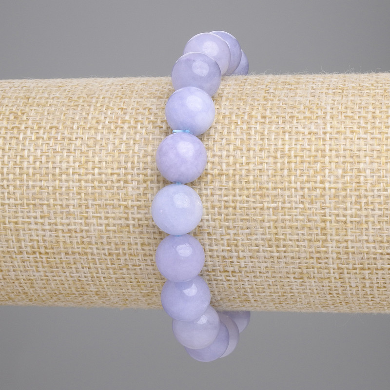 Pulsera de aguamarina con cuentas lisas, diámetro 10 mm, longitud 18 cm, elástica