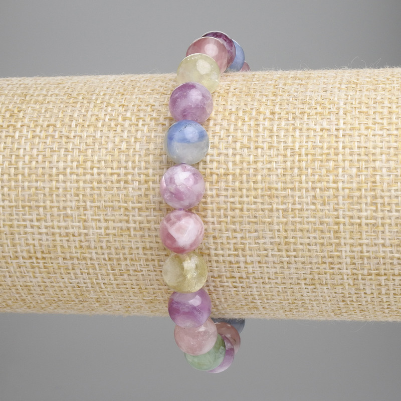 Pulsera de lepidolita, cuentas lisas de 8 mm ± (elástico), longitud 18 cm+