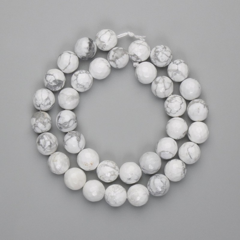 Cuentas facetadas de caolín, bola de 10 mm ±, longitud 37 cm ±, en hilo