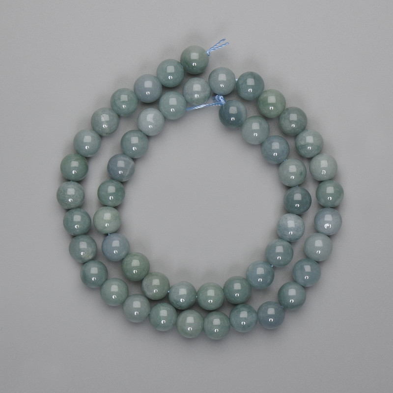 Cuentas de jadeíta, bolas lisas de 8 mm, longitud 38 cm