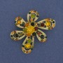 Broche Flor con strass y metal dorado 46×47 mm+