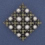 Broche-colgante Rombo Mallorca, plateado con strass 56 mm+