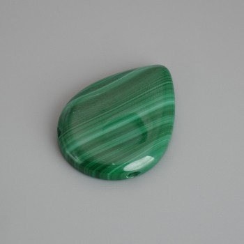 Colgante de malaquita en forma de gota 30×22 mm ± con orificio lateral en el lado ancho