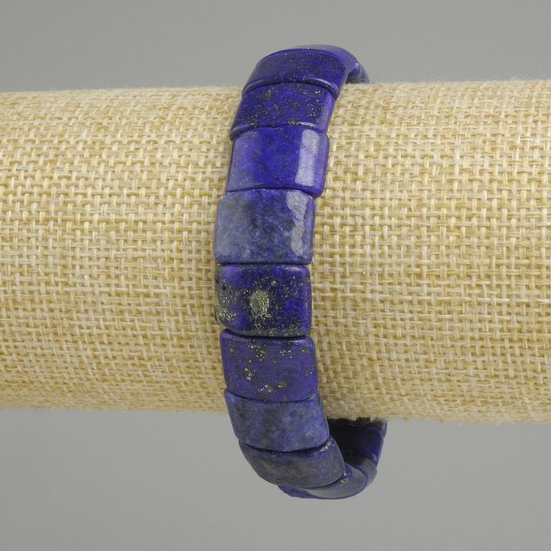 Pulsera de lapislázuli con eslabones, diámetro 14-15×9 mm, 5-10 mm ±, longitud 18 cm (elástica)