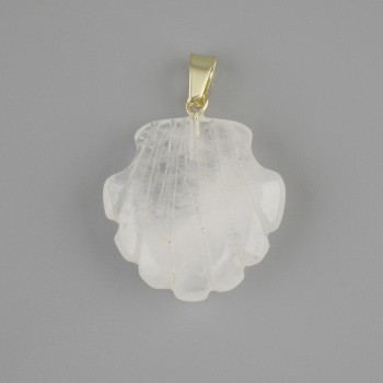 Colgante concha de cristal de roca 22×22×mm+-, longitud 30 mm+-