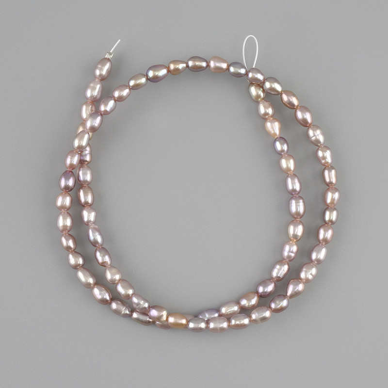 Cuentas de perlas de río naturales 4,5–5×3,5–4 mm, longitud 36 cm