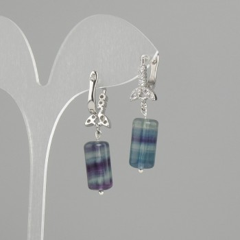 Pendientes de fluorita en cilindro, diámetro 16×8 mm, longitud 34 mm ±
