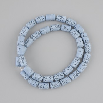 Cuentas cilíndricas de lava volcánica azul, diámetro 10×6 mm, en hilo, 38 cm de largo