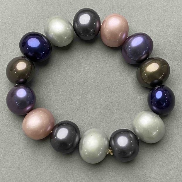 Pulsera de perlas de Mallorca, longitud 18 cm +/- elástico