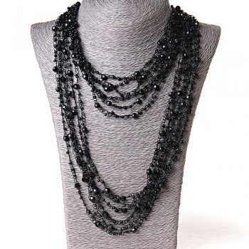 ( 140 cm ) Collar telaraña con colgantes redondos negros