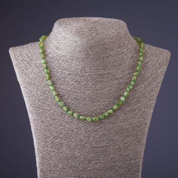 Collar de crisoprasa natural, cuentas pulidas, longitud 45 cm ±, diámetro 5 mm