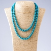 Collar largo de turquesa prensada, bola azul, 116 cm de longitud, diámetro 8 mm (±)