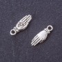 Accesorios - Colgante Palma con rosa, color plata, 18×6 mm, empaque 20 g ± 24 piezas