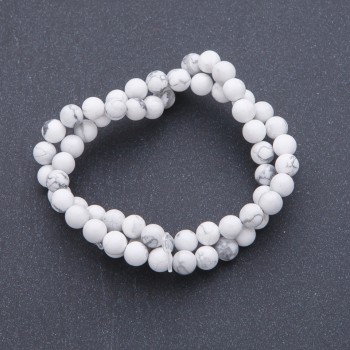 Cuentas de kaholong de piedra natural en hilo, bolas de 6 mm de diámetro, longitud 38 cm