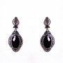 Pendientes ovalados calados con cristal negro (40 × 20 mm)