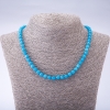 Collar de piedra natural teñida «aguamarina» (pieza única) cuentas facetadas, diámetro 6 mm, longitud 45 cm