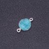 Conector turquesa claro «Druza» acrílico plateado, diámetro 14 mm y longitud 3 mm