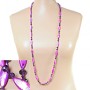 Collar largo de nácar morado, en forma oval alargada, 110 cm