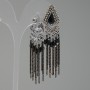 Pendientes en estilo oriental con cristales negros, longitud 70 mm