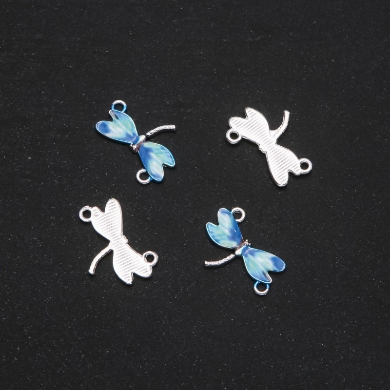 Conector libélula esmaltado azul 22×16 mm, presentación 4 uds.