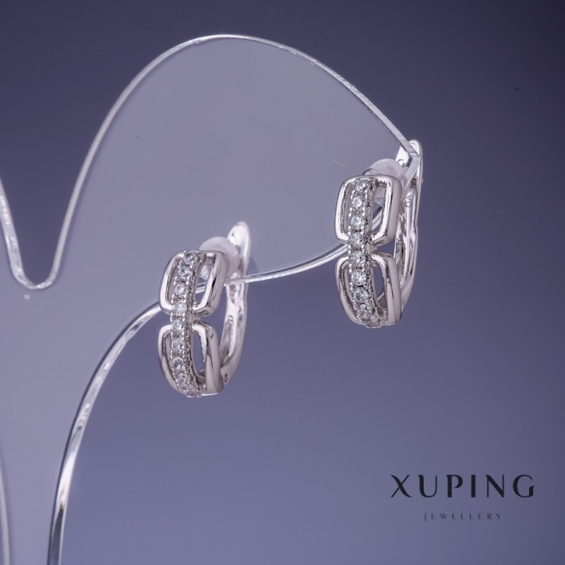 Pendientes Xuping con baño de rodio 6x14 mm