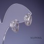 Pendientes Xuping con diseño griego 7x14 mm rodio con cristales blancos