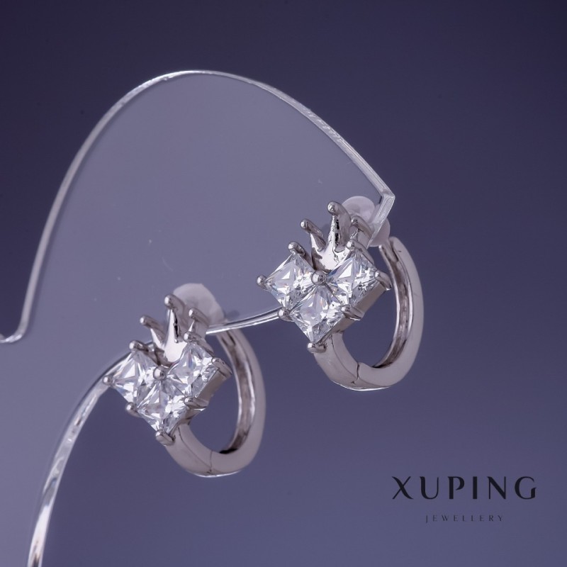 Pendientes Xuping Corona 12×14 mm rodio