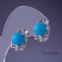 Pendientes Xuping con perlas azules de Mallorca 14x16 mm, rodio