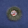Broche de pelaje natural de nutria verde con strass, diámetro 60 mm