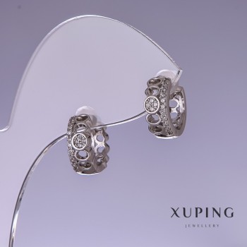 Aretes Xuping con cristales blancos 5×12 mm rodio