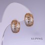 Aretes Xuping Panal 15×7 mm, rodio y baño de oro 18k