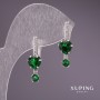 Pendientes Xuping con piedras verdes 24×8 mm recubiertos de rodio