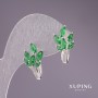 Pendientes Xuping con piedras verdes 22×12 mm rodio