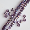 Cuentas de cristal lilas en estilo Swarovski, con recubrimiento dorado 'gasolina', diámetro 2,5×4 mm, ensartadas en hilo de 48 cm