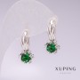 Pendientes Xuping rodio con piedras verdes 21×10 mm