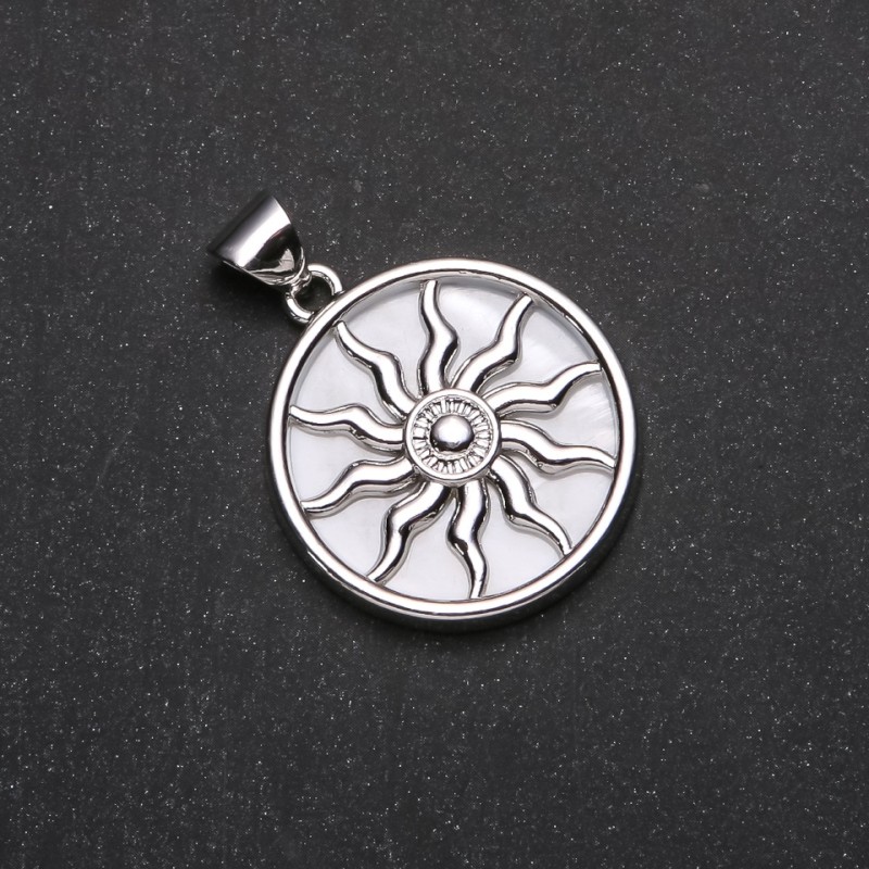 Colgante Yarilo blanco de nácar, diámetro 32 mm