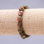 Pulsera elástica de heliotropo, jaspe pulido 10x12 mm (±)
