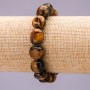 Pulsera elástica de ojo de tigre facetado 12×8 mm (+-)