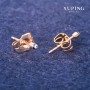 Pendientes de botón Xuping «Ojo» de 2 mm con baño de oro 18K