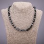 Collar de obsidiana nevada 'Lágrimas de Apache', bolas lisas, diámetro 8 mm, longitud 48 cm