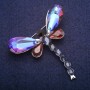 Broche Libélula con cristales plateados 52×58 mm