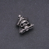 Inserto de abalorio en acero, estilo Pandora, Calavera pirata 17×22 mm, diámetro interior 8 mm, metal plateado