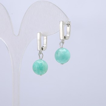 Pendientes de jadeíta natural, diámetro 10 mm, longitud 28 cm +
